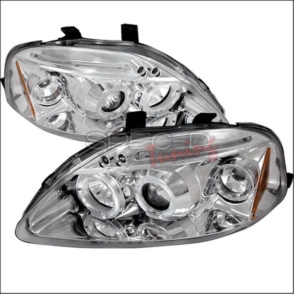 Overtime Halo LED Projector Headlights for 99 to 00 Honda Civic; Chrome - 9 x 20 x 26 in. OV520926 - main